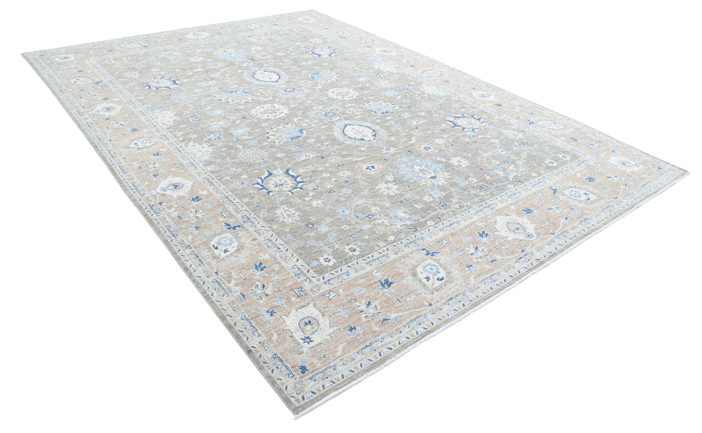 New Traditional Serenity Hand Knotted Wool Rug - 8'9'' x 11'11'' 8' 9" x 11' 11" (267 x 363) / Grey / Wool