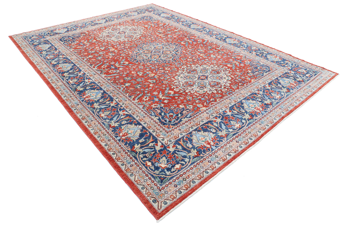 New Traditional Ziegler Hand Knotted Wool Rug - 9'0'' x 11'11'' 9' 0" x 11' 11" (274 x 363) / Red / Wool