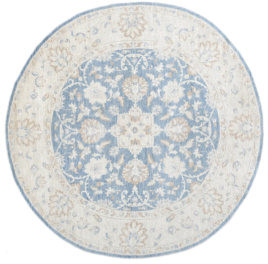 New Traditional Ziegler hand-knotted wool rug 7'11" x 7'10" (241 x 239 cm) in blue, from Artemis Rugs in Carmel, CA. Authentic handmade Ziegler rug showcasing traditional Persian-inspired floral and medallion motifs in rich blue tones. Crafted with premium wool using expert hand-knotting techniques for exceptional durability, intricate detailing, and luxurious texture. This medium-sized blue Ziegler rug offers timeless elegance and artisan craftsmanship—perfect for living rooms, dining areas, or collectors