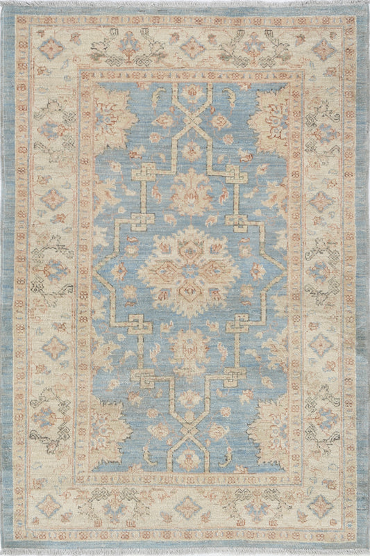 New Traditional Ziegler hand-knotted wool rug 3'3" x 4'9" (99 x 145 cm) in blue, from Artemis Rugs in Carmel, CA. Authentic handmade Ziegler rug featuring classic traditional patterns with rich blue hues. Crafted with high-quality, durable wool fibers using expert hand-knotting techniques. This blue Traditional Ziegler rug offers intricate design, soft texture, and genuine artisan craftsmanship, ideal for collectors and lovers of timeless handmade wool rugs