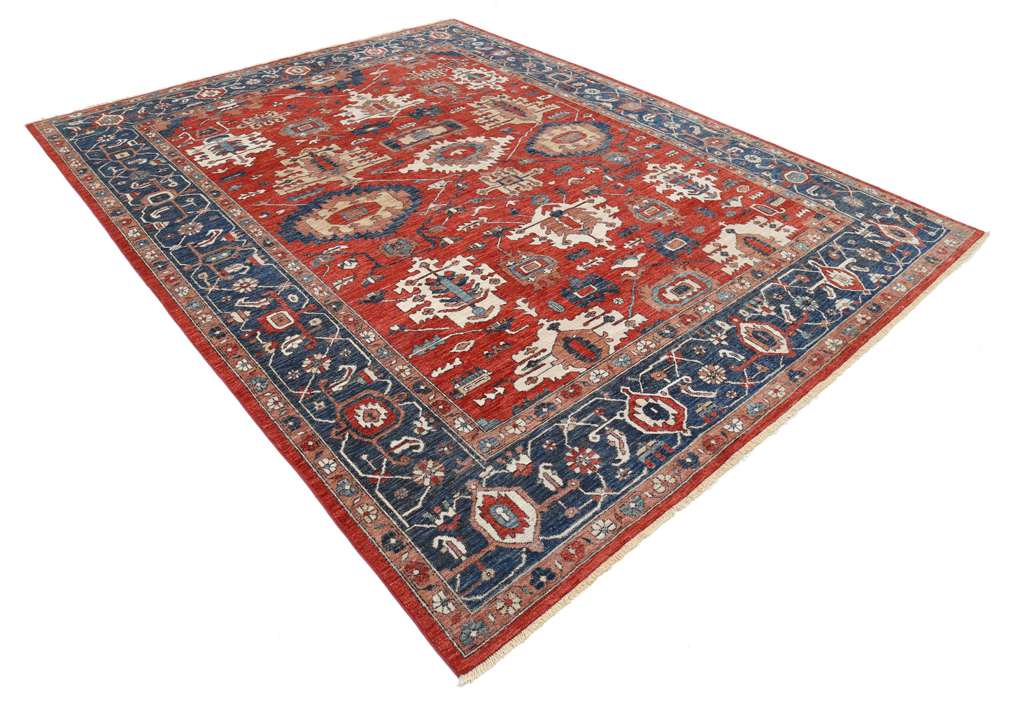 New Traditional Ziegler Hand Knotted Wool Rug - 8'2" x 10'2" 8' 2" x 10' 2" (249 x 310) / Red / Wool
