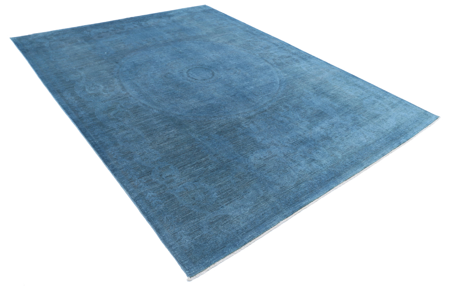 New Transitional Overdye Hand Knotted Wool Rug - 7'8'' x 10'1'' 7' 8" x 10' 1" (234 x 307) / Blue / Wool