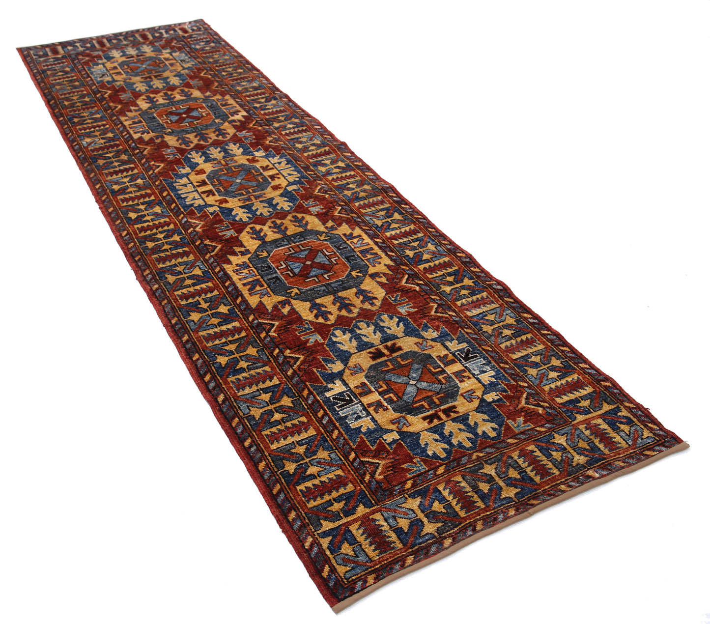 New Tribal Humna Hand Knotted Wool Rug - 2'10'' x 9'5'' 2' 10" x 9' 5" (86 x 287) / Red / Wool