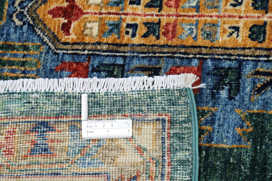 New Tribal Humna Hand Knotted Wool Rug - 11'9'' x 14'7'' 11' 9" x 14' 7" (358 x 445) / Green / Wool
