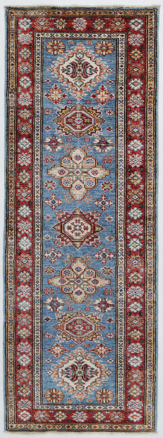 New Tribal Kazak Hand Knotted Wool Rug - 2'0'' x 5'8'' 2' 0" x 5' 8" (61 x 173) / Blue / Wool