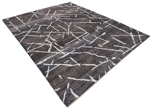 New Tribal Moroccan hand-knotted wool rug (8 ft 0 in × 9 ft 11 in) showcasing bold geometric tribal patterns in warm earthy tones, handcrafted with artisan skill—available at Artemis Rugs in Carmel, California
