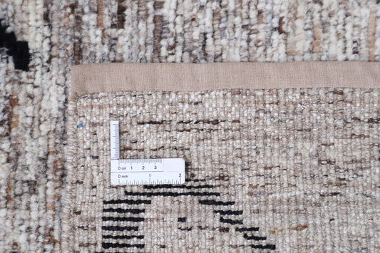 New Tribal Morocan Hand Knotted Wool Rug - 3'5" x 11'9" 3' 5" x 11' 9" (104 x 358) / Grey / Wool