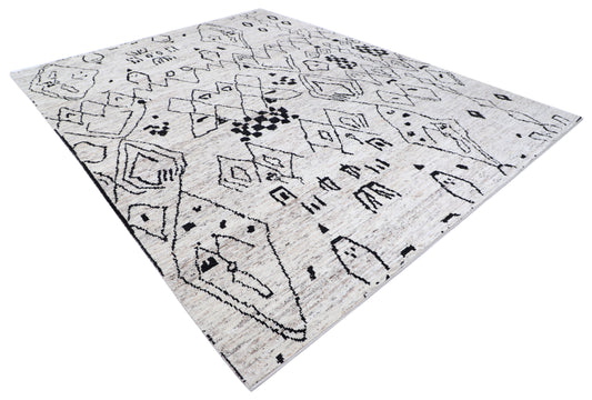 New Tribal Moroccan hand-knotted wool rug 9'1" x 11'9" from Artemis Rugs in Carmel, CA. Authentic handwoven wool rug with bold and intricate Moroccan tribal patterns, crafted using traditional hand-knotting techniques. Made from high-quality, long-lasting wool fibers for exceptional durability and natural texture. This unique, artisan-made Moroccan rug reflects centuries-old craftsmanship and tribal design heritage, ideal for rug collectors and connoisseurs of handmade wool rugs