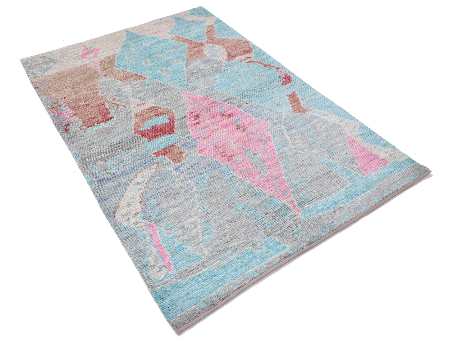 New Tribal Morocan Hand Knotted Wool Rug - 4'1" x 5'9" 4' 1" x 5' 9" (124 x 175) / Multi / Wool