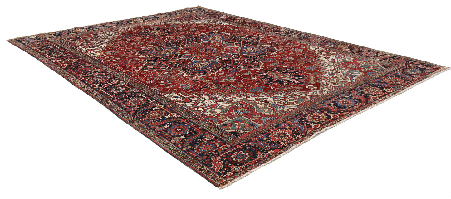 Antique Heriz Hand Knotted Wool Rug - 10'5'' x 13'8'' 10' 5" x 13' 8" (318 x 417) / Red / Wool