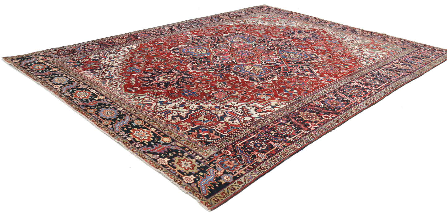 Antique Heriz Hand Knotted Wool Rug - 10'5'' x 13'8'' 10' 5" x 13' 8" (318 x 417) / Red / Wool