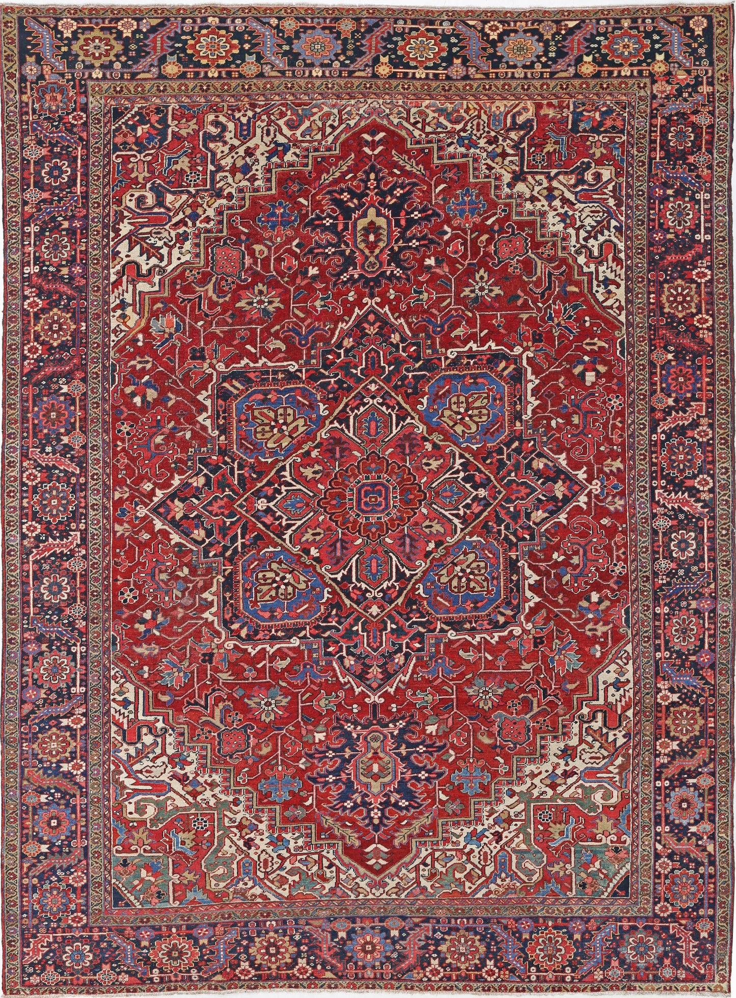 Antique Heriz Hand Knotted Wool Rug - 10'5'' x 13'8'' 10' 5" x 13' 8" (318 x 417) / Red / Wool