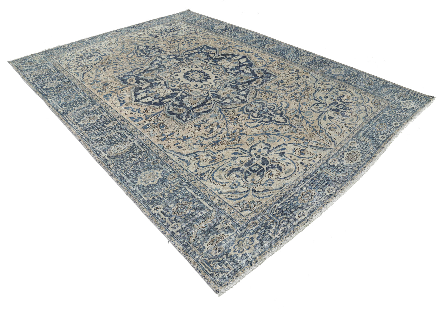 Antique Heriz Hand Knotted Wool Rug - 7'10'' x 10'9'' 7' 10" x 10' 9" (239 x 328) / Taupe / Wool