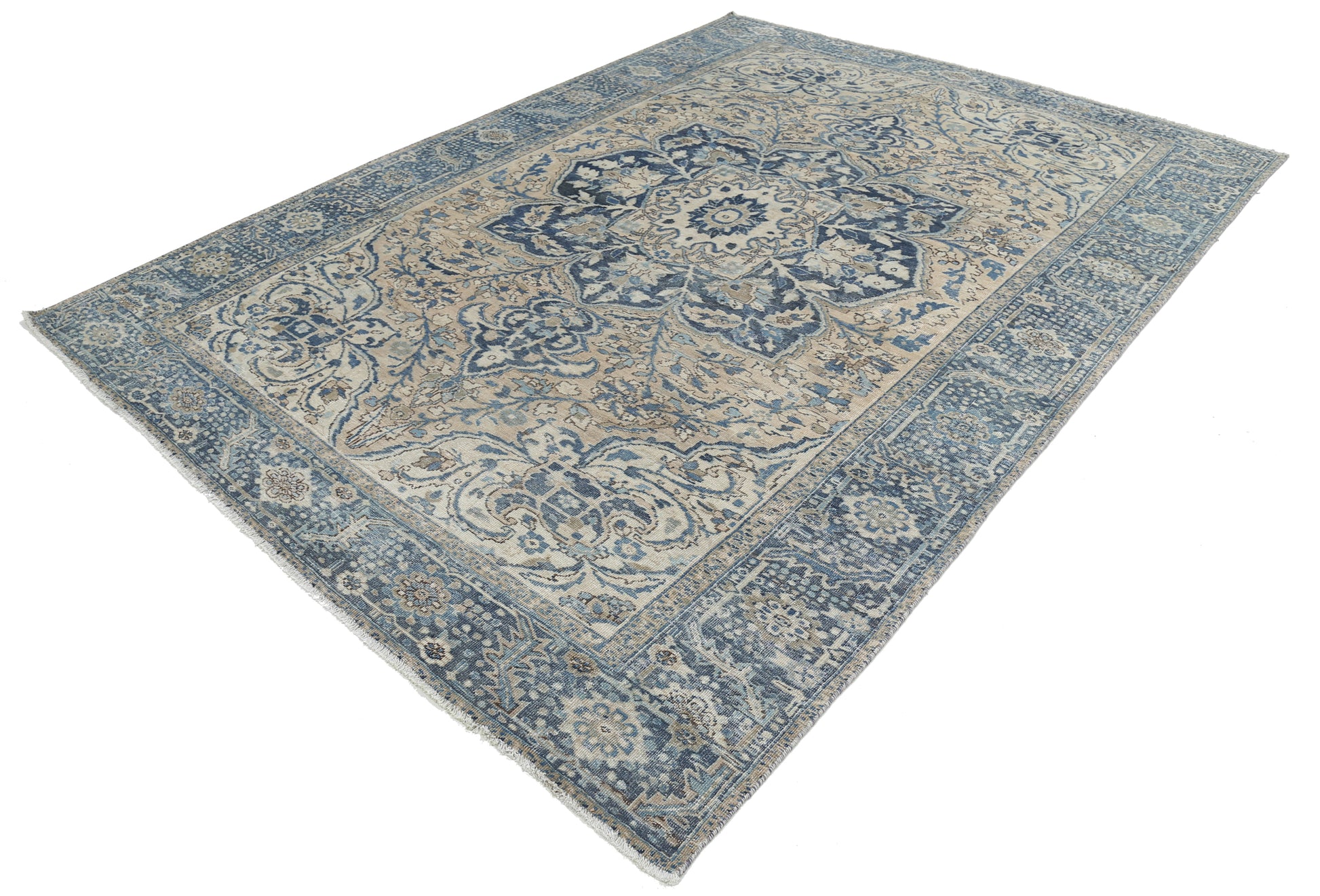 Antique Heriz Hand Knotted Wool Rug - 7'10'' x 10'9'' 7' 10" x 10' 9" (239 x 328) / Taupe / Wool