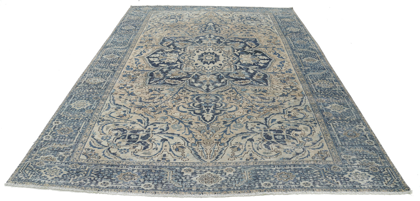 Antique Heriz Hand Knotted Wool Rug - 7'10'' x 10'9'' 7' 10" x 10' 9" (239 x 328) / Taupe / Wool