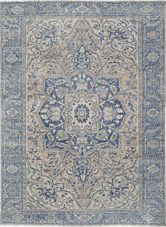 Antique Heriz Hand Knotted Wool Rug - 7'10'' x 10'9'' 7' 10" x 10' 9" (239 x 328) / Taupe / Wool