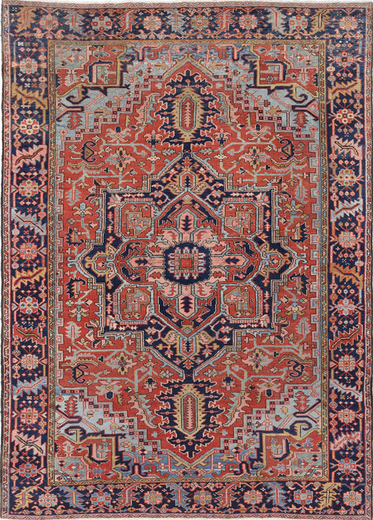 Antique Heriz Hand Knotted Wool Rug - 8'6'' x 12'0'' 8' 6" x 12' 0" (259 x 366) / Red / Wool