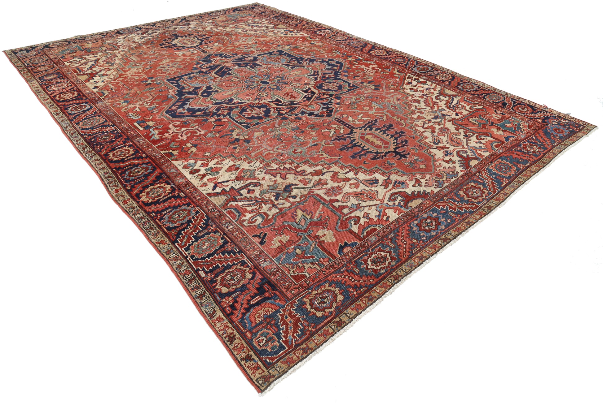 Antique Heriz Hand Knotted Wool Rug - 9'8'' x 12'11'' 9' 8" x 12' 11" (295 x 394) / Rust / Wool