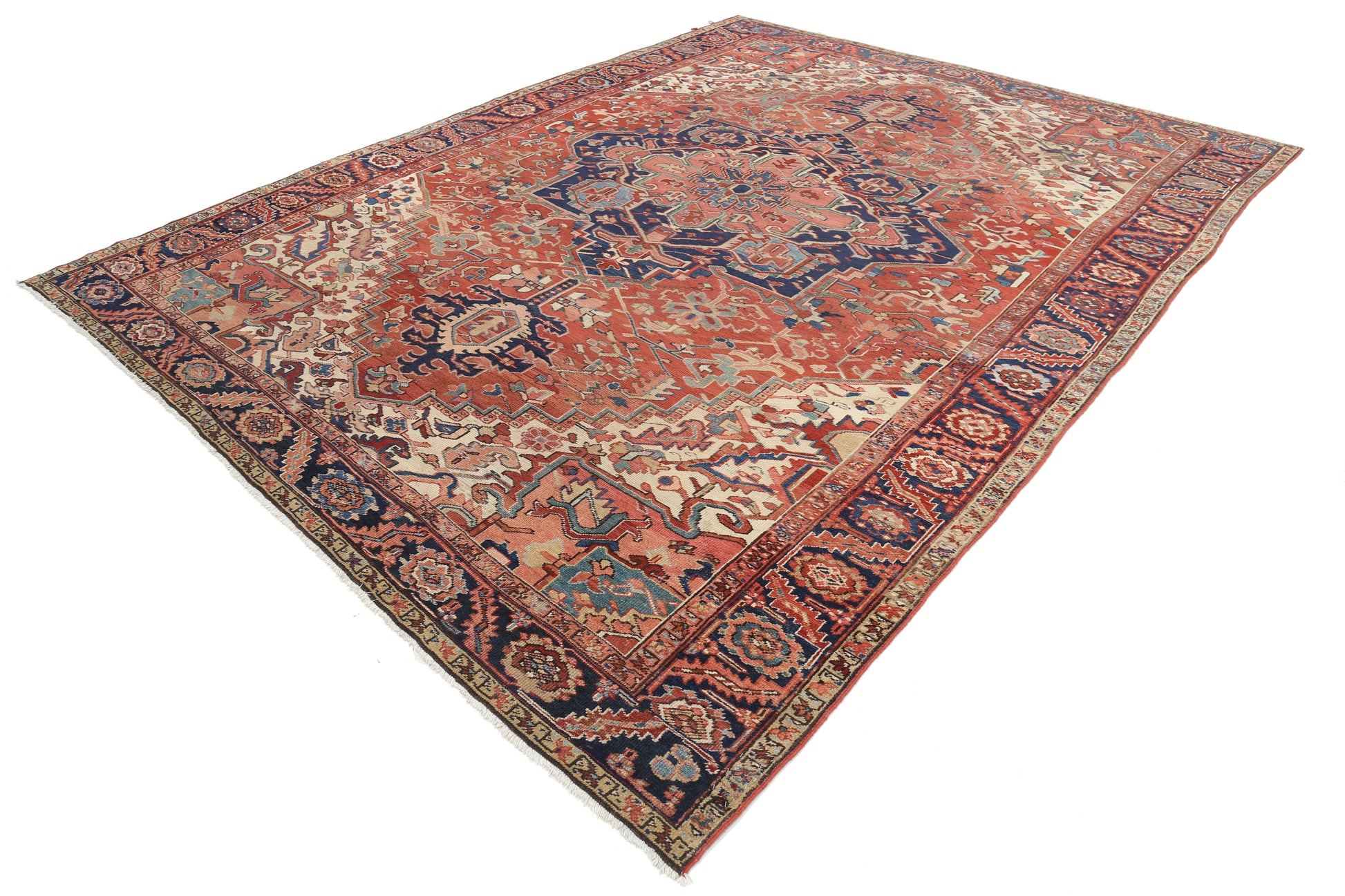 Antique Heriz Hand Knotted Wool Rug - 9'8'' x 12'11'' 9' 8" x 12' 11" (295 x 394) / Rust / Wool