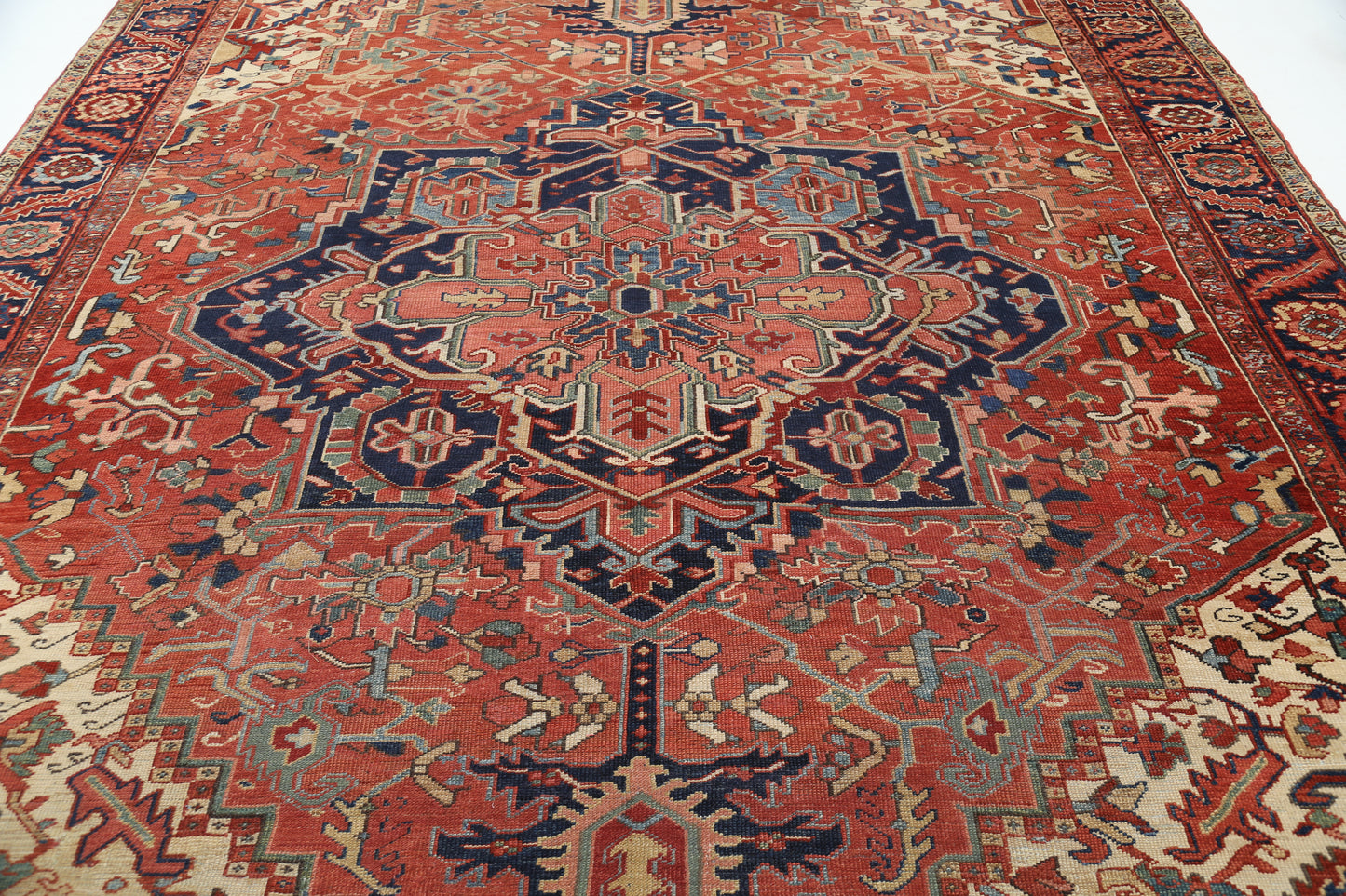 Antique Heriz Hand Knotted Wool Rug - 9'8'' x 12'11'' 9' 8" x 12' 11" (295 x 394) / Rust / Wool