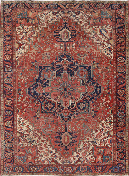 Antique Heriz Hand Knotted Wool Rug - 9'8'' x 12'11'' 9' 8" x 12' 11" (295 x 394) / Rust / Wool