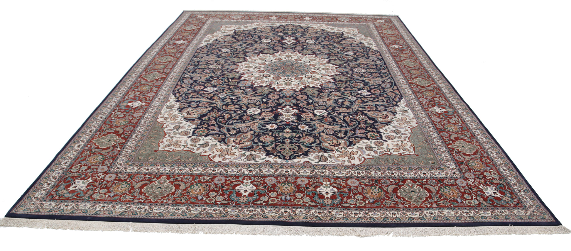 New Heritage Hand Knotted Wool Rug - 10'0'' x 14'1'' 10' 0" x 14' 1" (305 x 429) / Blue / Wool