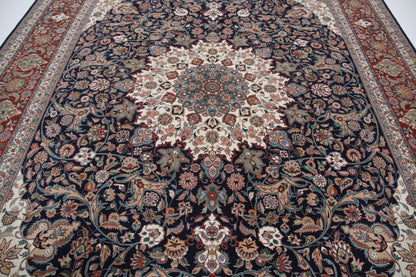 New Heritage Hand Knotted Wool Rug - 10'0'' x 14'1'' 10' 0" x 14' 1" (305 x 429) / Blue / Wool