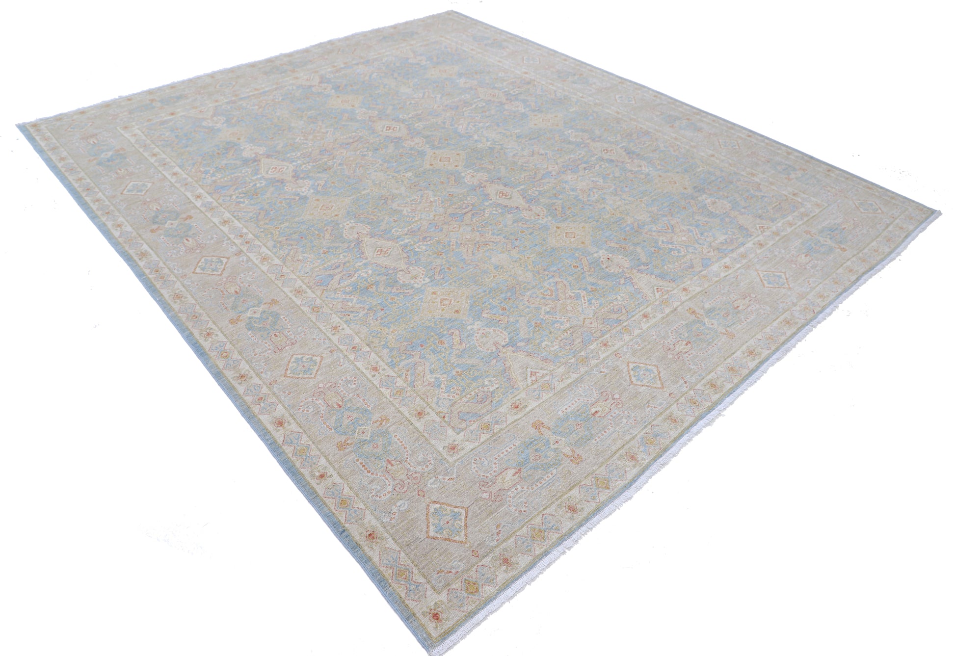 New Traditional Ariana Hand Knotted Wool Rug - 8'4" x 9'9" 8' 4" x 9' 9" (254 x 297) / Blue / Wool