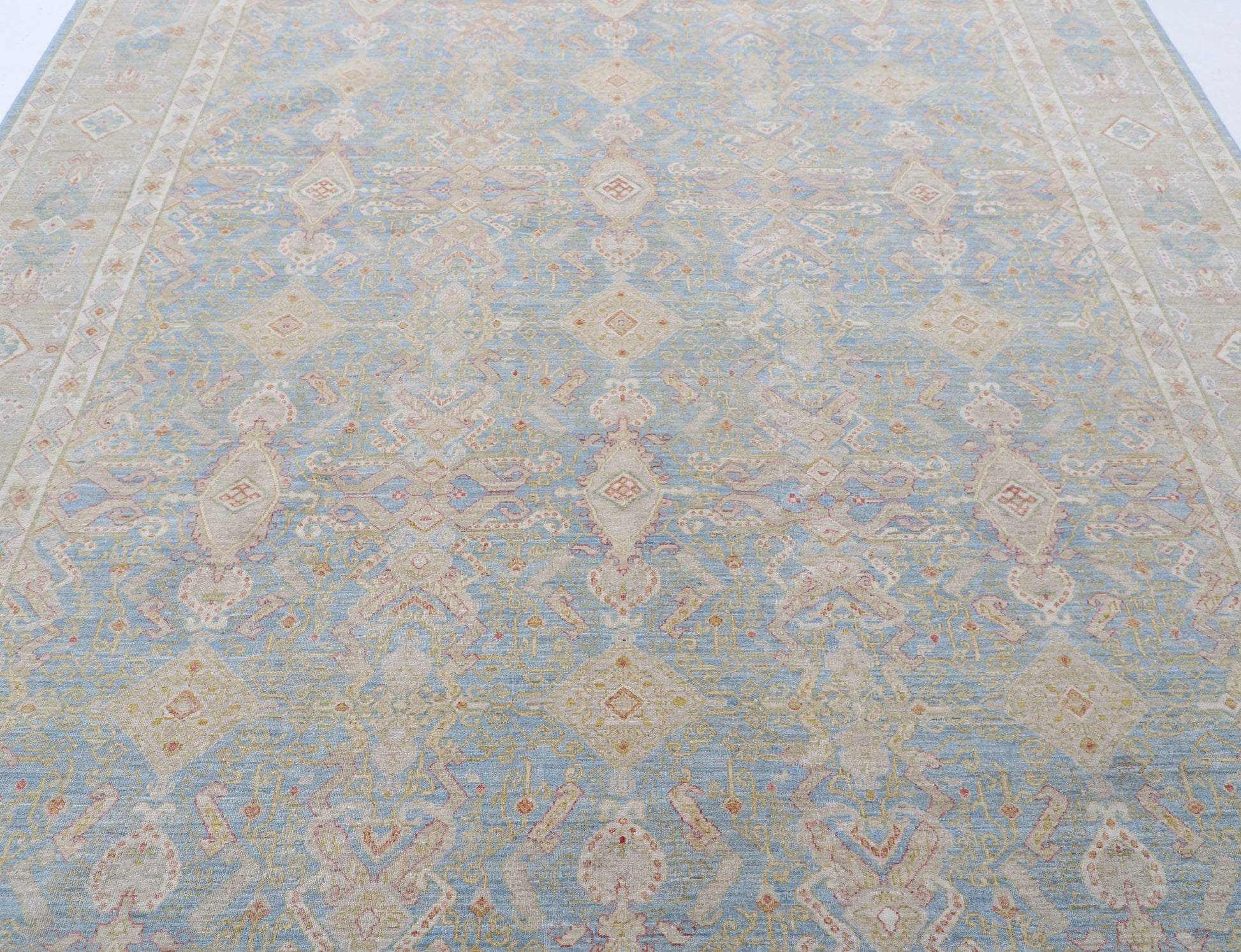 New Traditional Ariana Hand Knotted Wool Rug - 8'4" x 9'9" 8' 4" x 9' 9" (254 x 297) / Blue / Wool