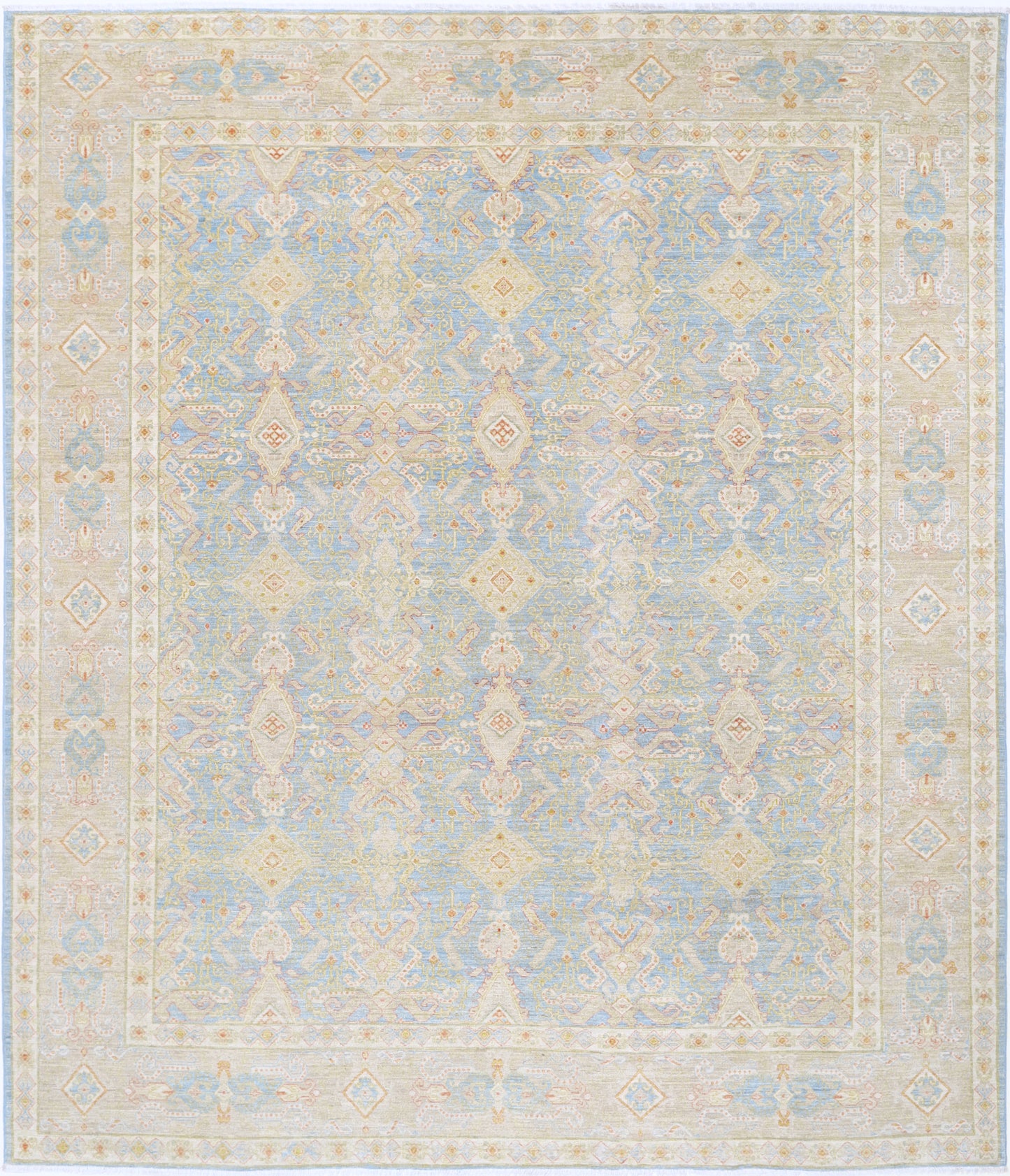 New Traditional Ariana Hand Knotted Wool Rug - 8'4" x 9'9" 8' 4" x 9' 9" (254 x 297) / Blue / Wool