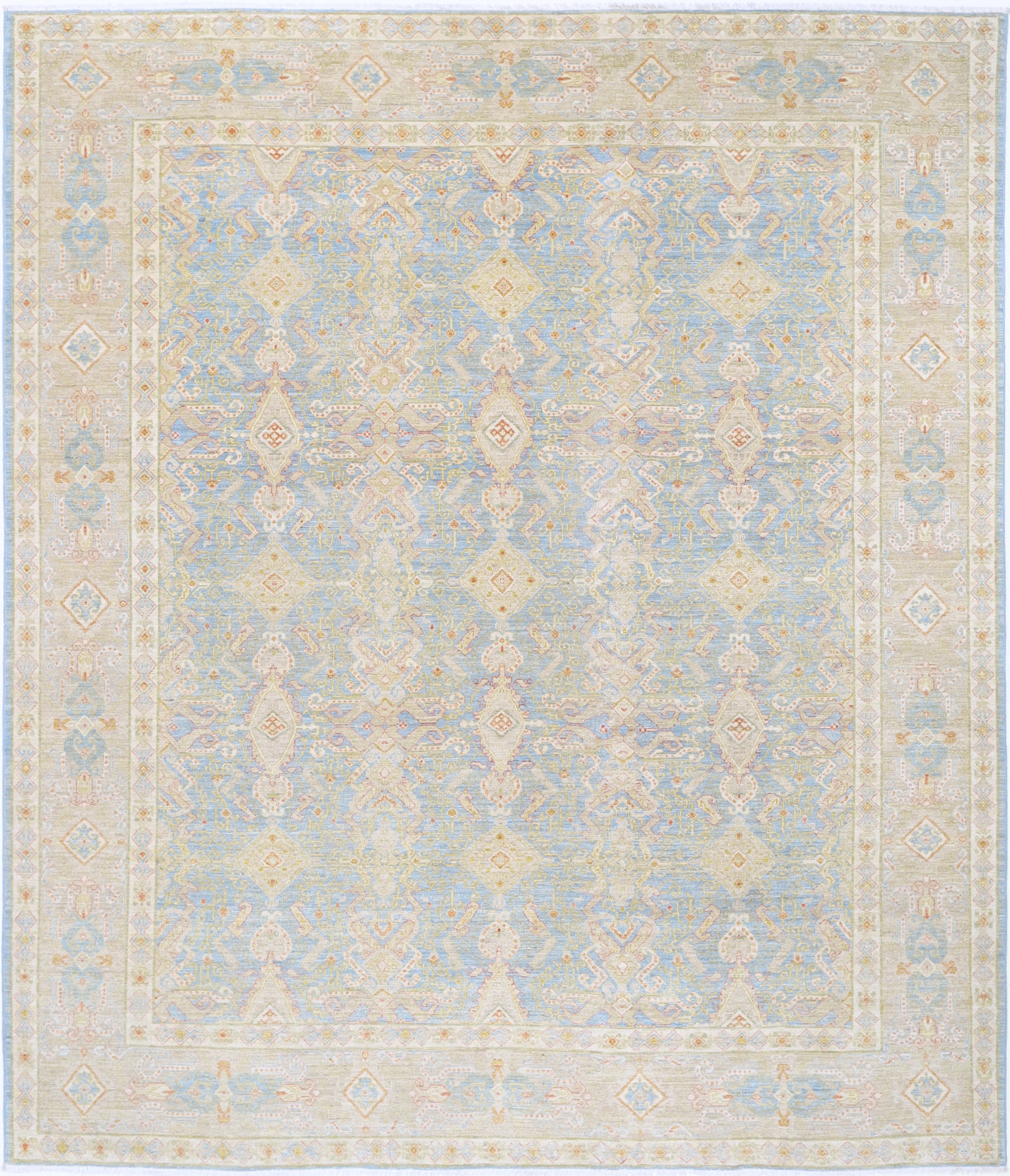 New Traditional Ariana Hand Knotted Wool Rug - 8'4" x 9'9" 8' 4" x 9' 9" (254 x 297) / Blue / Wool