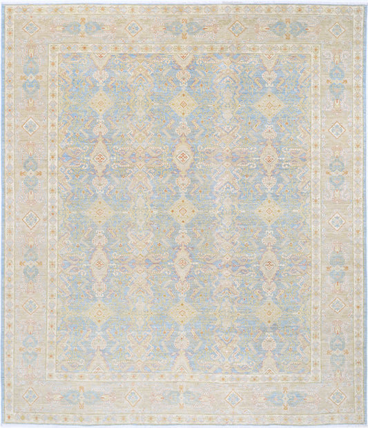 New Traditional Ariana Hand Knotted Wool Rug - 8'4" x 9'9" 8' 4" x 9' 9" (254 x 297) / Blue / Wool