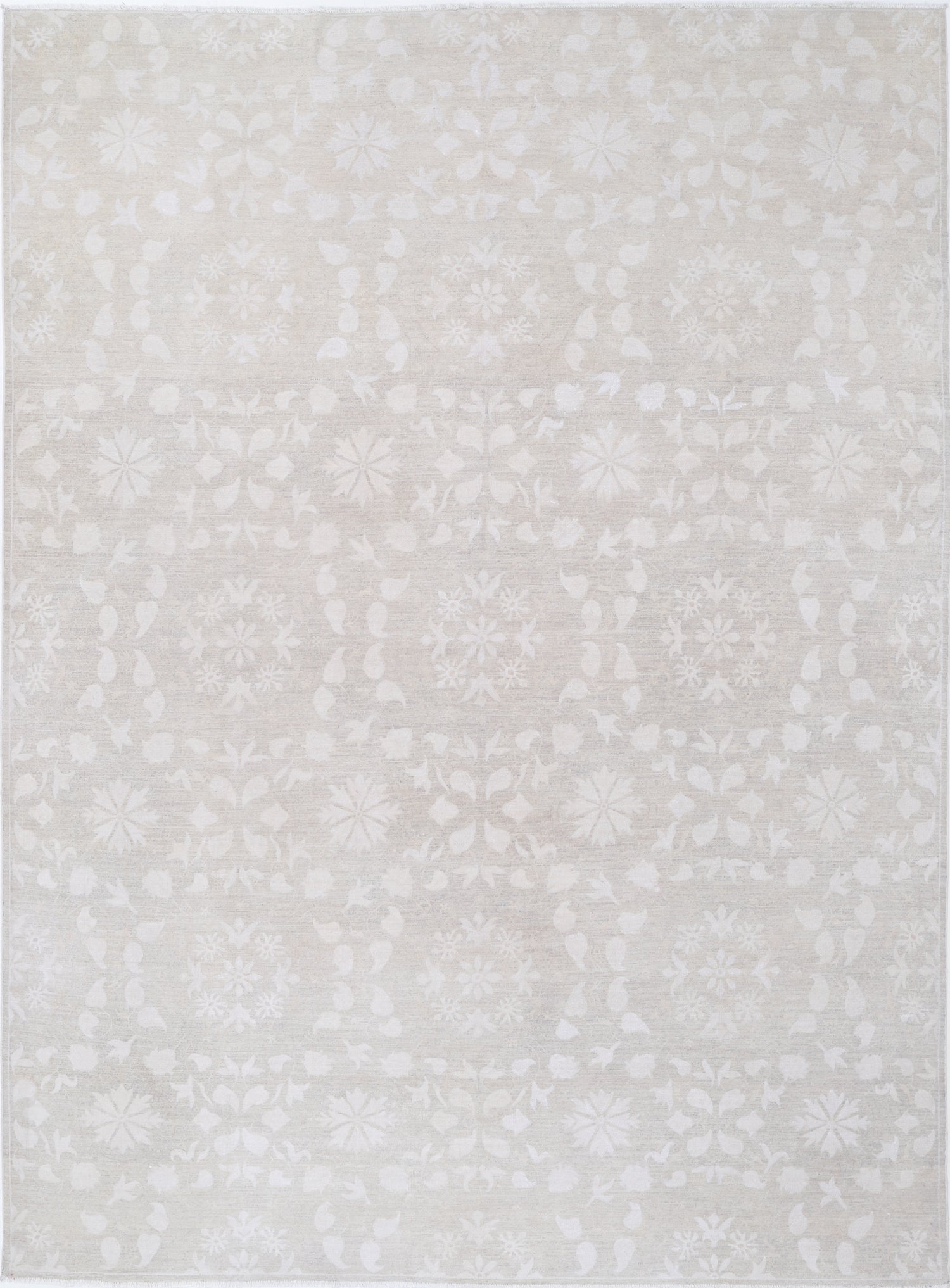 New Traditional Artemix hand-knotted wool rug (8′ 4″ × 11′ 7″), featuring a neutral-tone field with traditional motifs—crafted with rich texture and vintage-inspired design, available at Artemis Rugs in Carmel, California