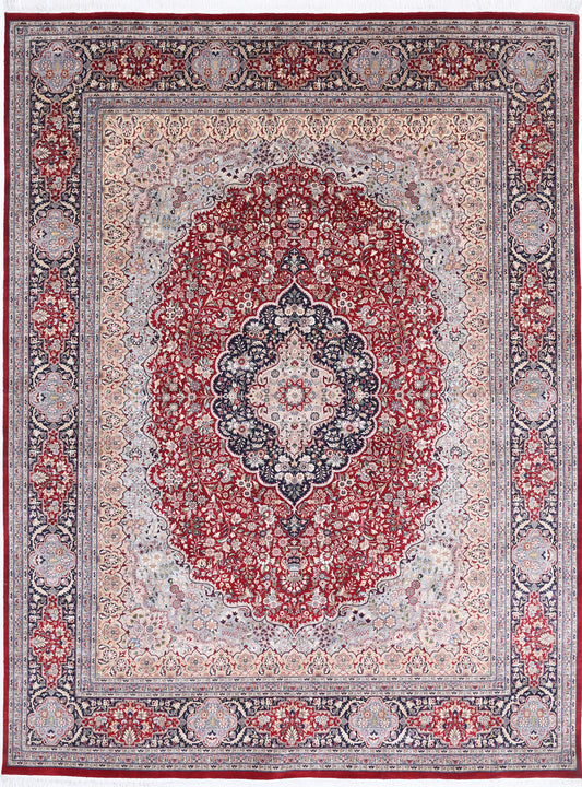 New Traditional Heritage Hand Knotted Wool & Silk Rug - 9'1'' x 12'1'' 9' 1" x 12' 1" (277 x 368) / Red / Wool & Silk