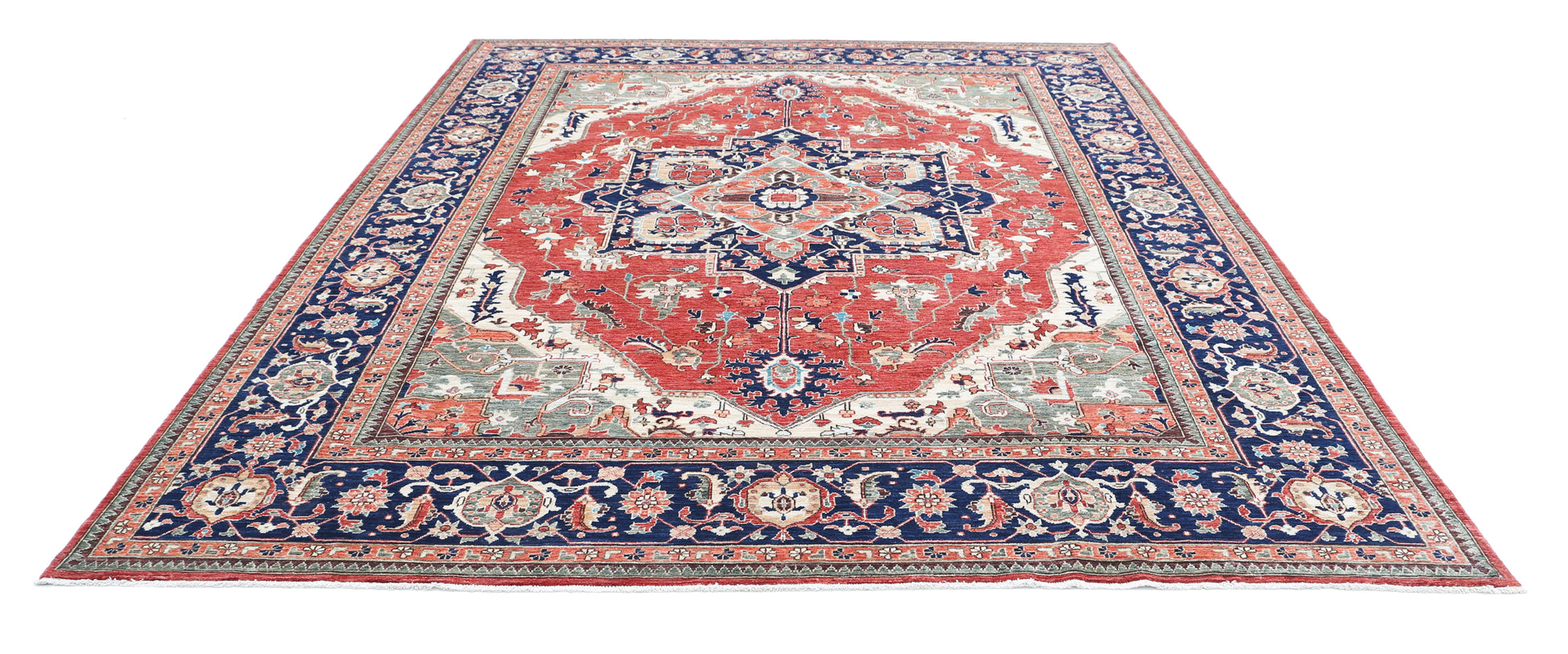 New Traditional Heriz Hand Knotted Wool Rug - 9'0'' x 11'8'' 9' 0" x 11' 8" (274 x 356) / Red / Wool