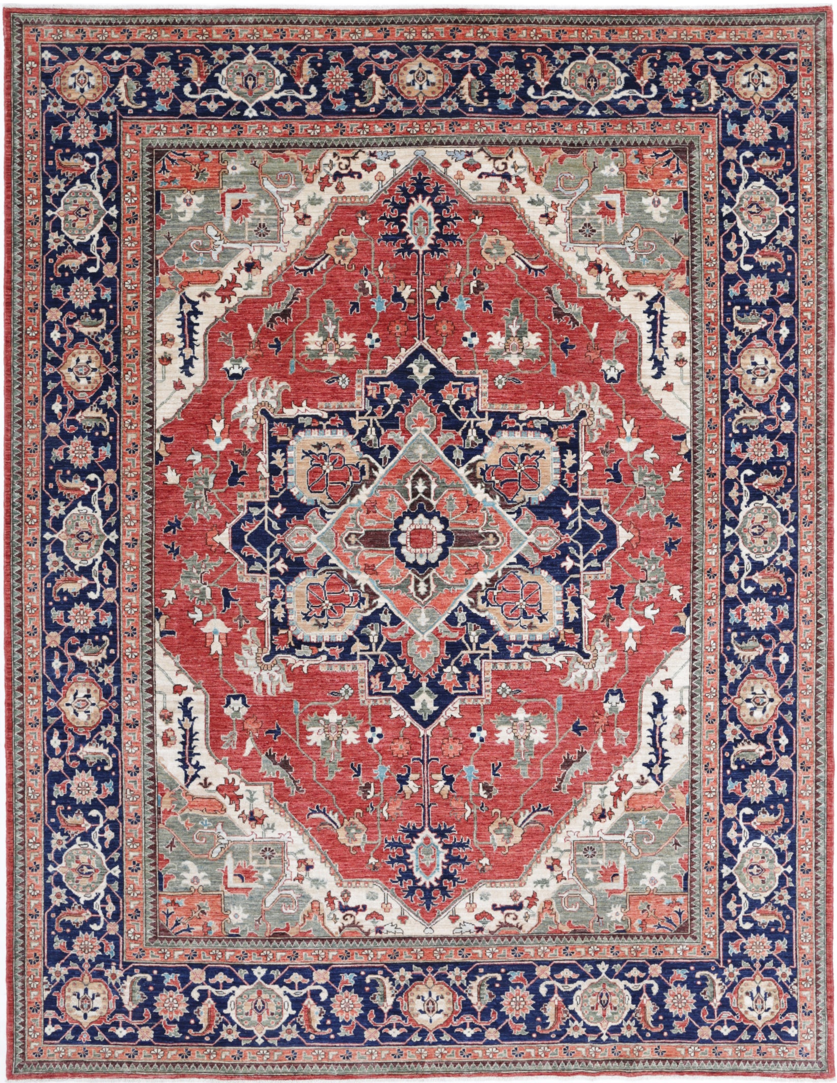 New Traditional Heriz Hand Knotted Wool Rug - 9'0'' x 11'8'' 9' 0" x 11' 8" (274 x 356) / Red / Wool