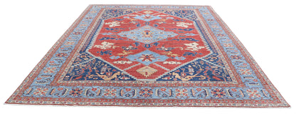 New Traditional Heriz Hand Knotted Wool Rug - 9'5'' x 11'10'' 9' 5" x 11' 10" (287 x 361) / Red / Wool