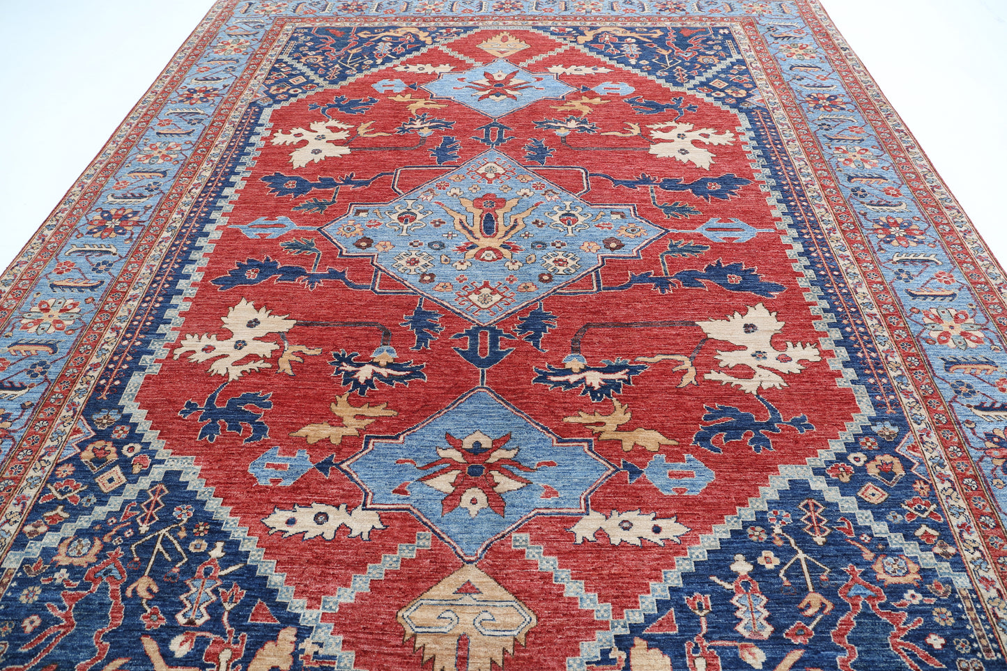 New Traditional Heriz Hand Knotted Wool Rug - 9'5'' x 11'10'' 9' 5" x 11' 10" (287 x 361) / Red / Wool