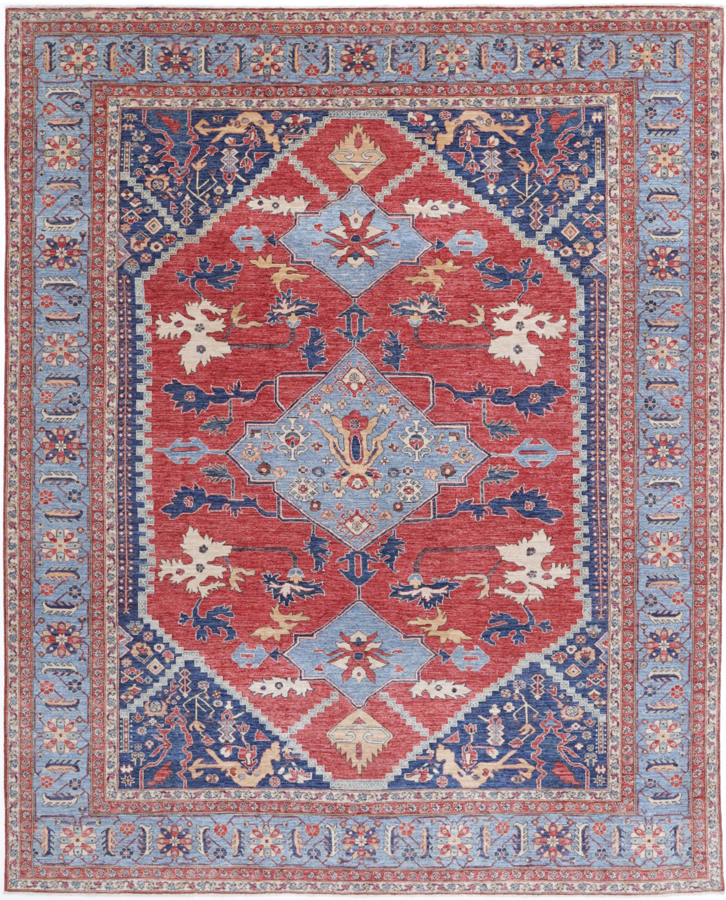 New Traditional Heriz Hand Knotted Wool Rug - 9'5'' x 11'10'' 9' 5" x 11' 10" (287 x 361) / Red / Wool