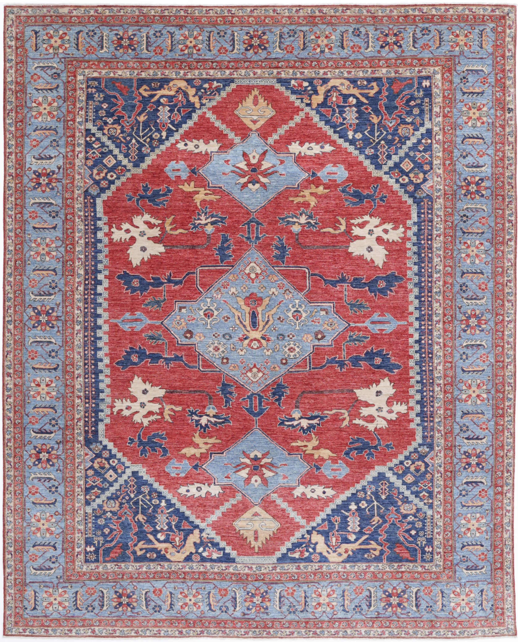 New Traditional Heriz Hand Knotted Wool Rug - 9'5'' x 11'10'' 9' 5" x 11' 10" (287 x 361) / Red / Wool