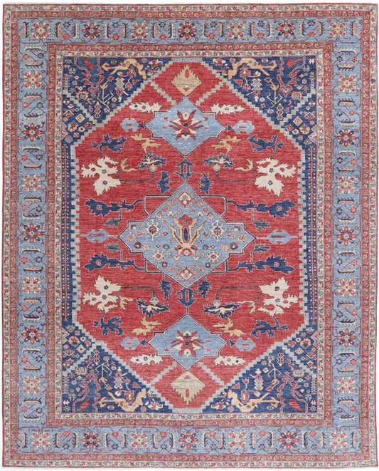 New Traditional Heriz Hand Knotted Wool Rug - 9'5'' x 11'10'' 9' 5" x 11' 10" (287 x 361) / Red / Wool