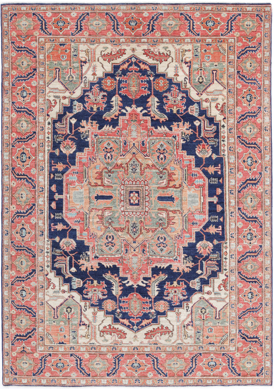 New Traditional Heriz Hand Knotted Wool Rug - 5'11'' x 8'7'' 5' 11" x 8' 7" (180 x 262) / Blue / Wool