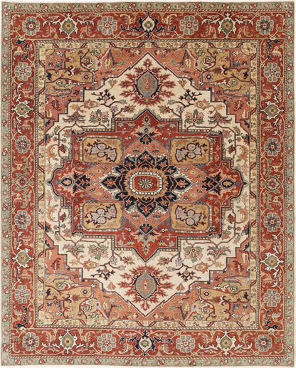 New Traditional Heriz Hand Knotted Wool Rug - 7'9'' x 9'8'' 7' 9" x 9' 8" (236 x 295) / Ivory / Wool