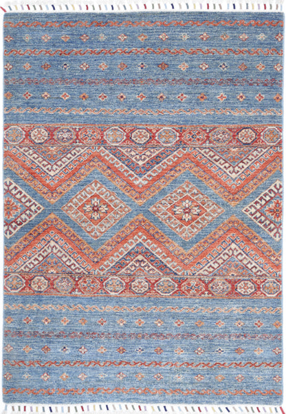 New Traditional Khurjeen Hand Knotted Wool Rug - 3'4'' x 4'10'' 3' 4" x 4' 10" (102 x 147) / Multi / Wool