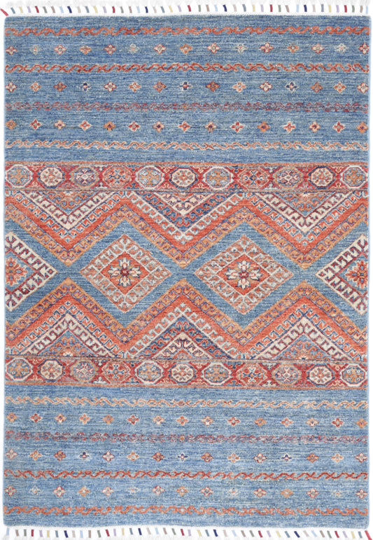 New Traditional Khurjeen Hand Knotted Wool Rug - 3'4'' x 4'10'' 3' 4" x 4' 10" (102 x 147) / Multi / Wool