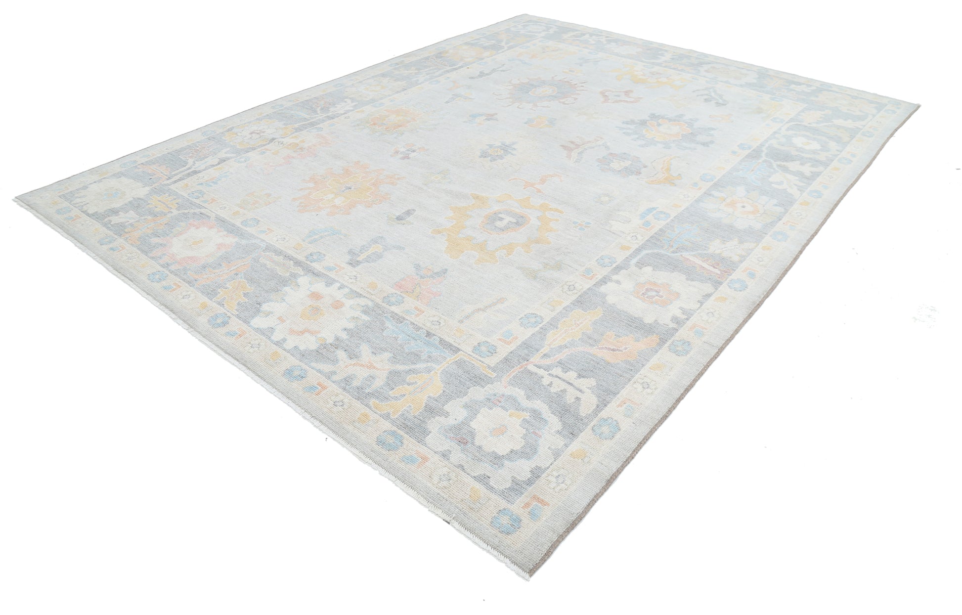 New Traditional Oushak Hand Knotted Wool Rug - 9'0'' x 12'1'' 9' 0" x 12' 1" (274 x 368) / Blue / Wool