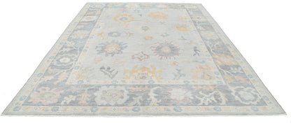 New Traditional Oushak Hand Knotted Wool Rug - 9'0'' x 12'1'' 9' 0" x 12' 1" (274 x 368) / Blue / Wool