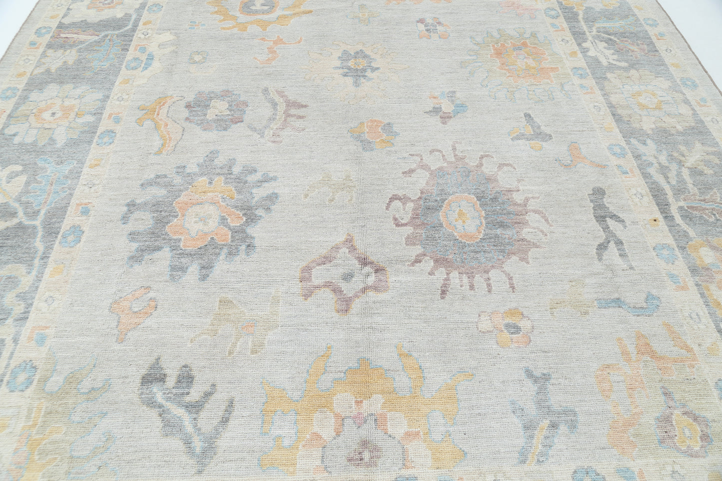 New Traditional Oushak Hand Knotted Wool Rug - 9'0'' x 12'1'' 9' 0" x 12' 1" (274 x 368) / Blue / Wool