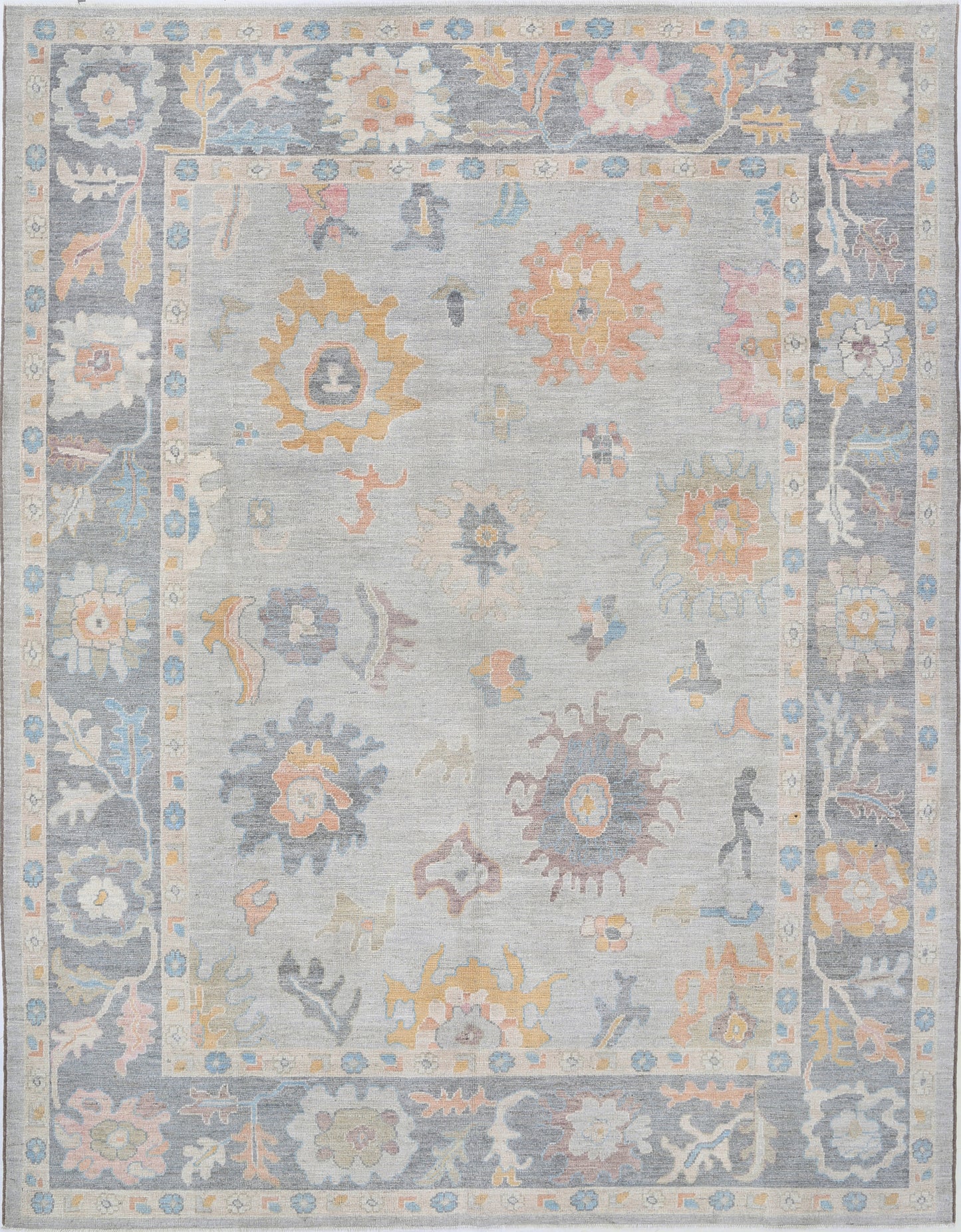 New Traditional Oushak Hand Knotted Wool Rug - 9'0'' x 12'1'' 9' 0" x 12' 1" (274 x 368) / Blue / Wool