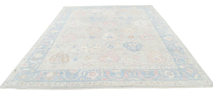 New Traditional Oushak Hand Knotted Wool Rug - 9'2" x 11'11" 9' 2" x 11' 11" (279 x 363) / Green / Wool